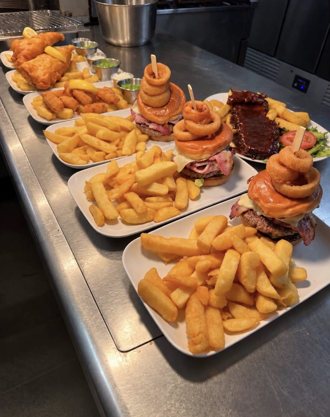 A selection of hot dishes ready to serve